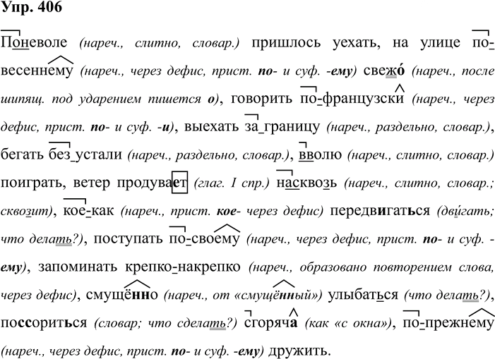 Иллюстрация к решению «ГДЗ по Русскому языку 7 Класс Номер 406 Разумовская, Львова — Подробные Ответы», 1